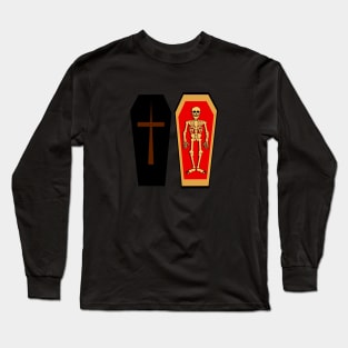 Halloween farce: skeleton in coffin Long Sleeve T-Shirt